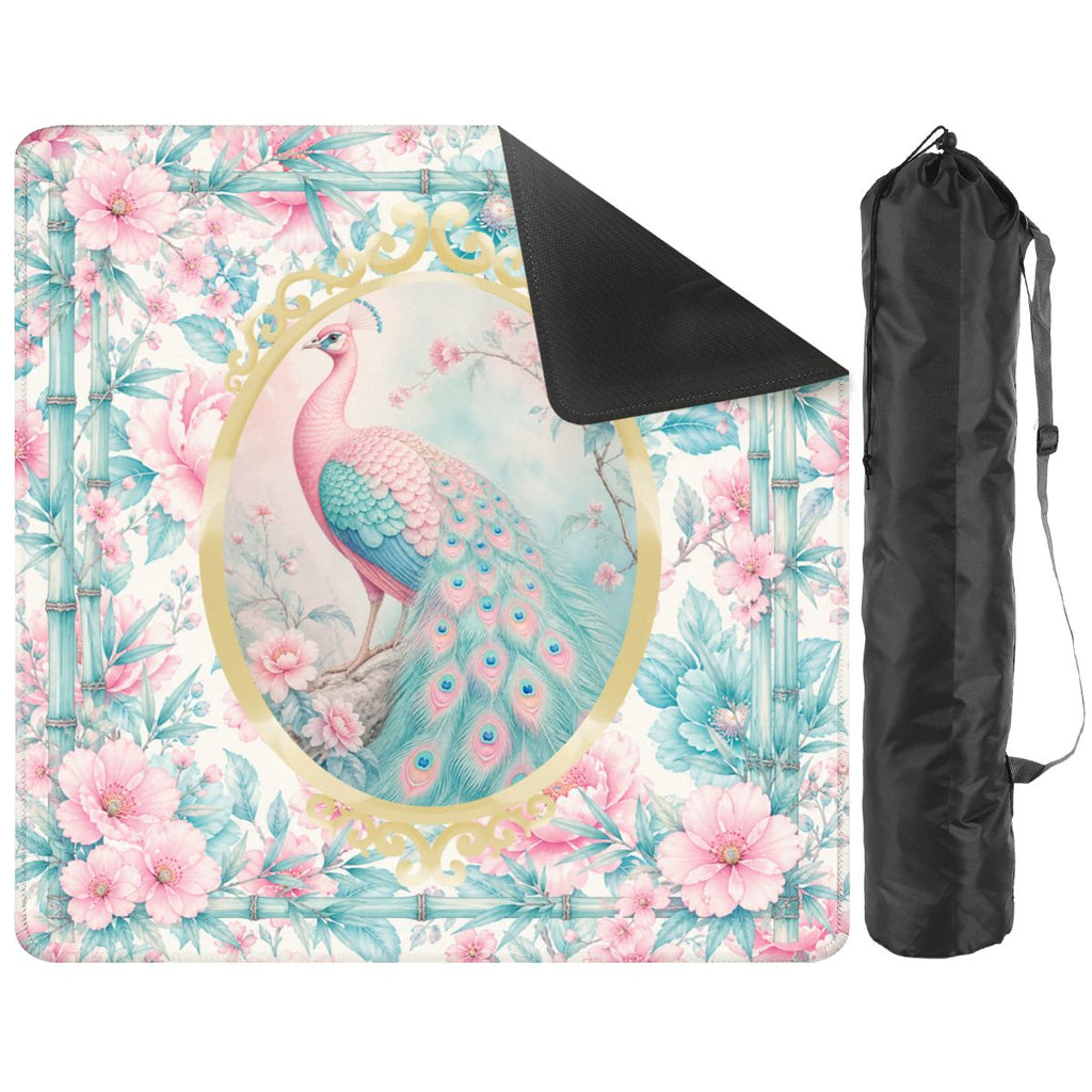 Pretty Pastel Peacock Chinoiserie Blossoms Mahjong Mat