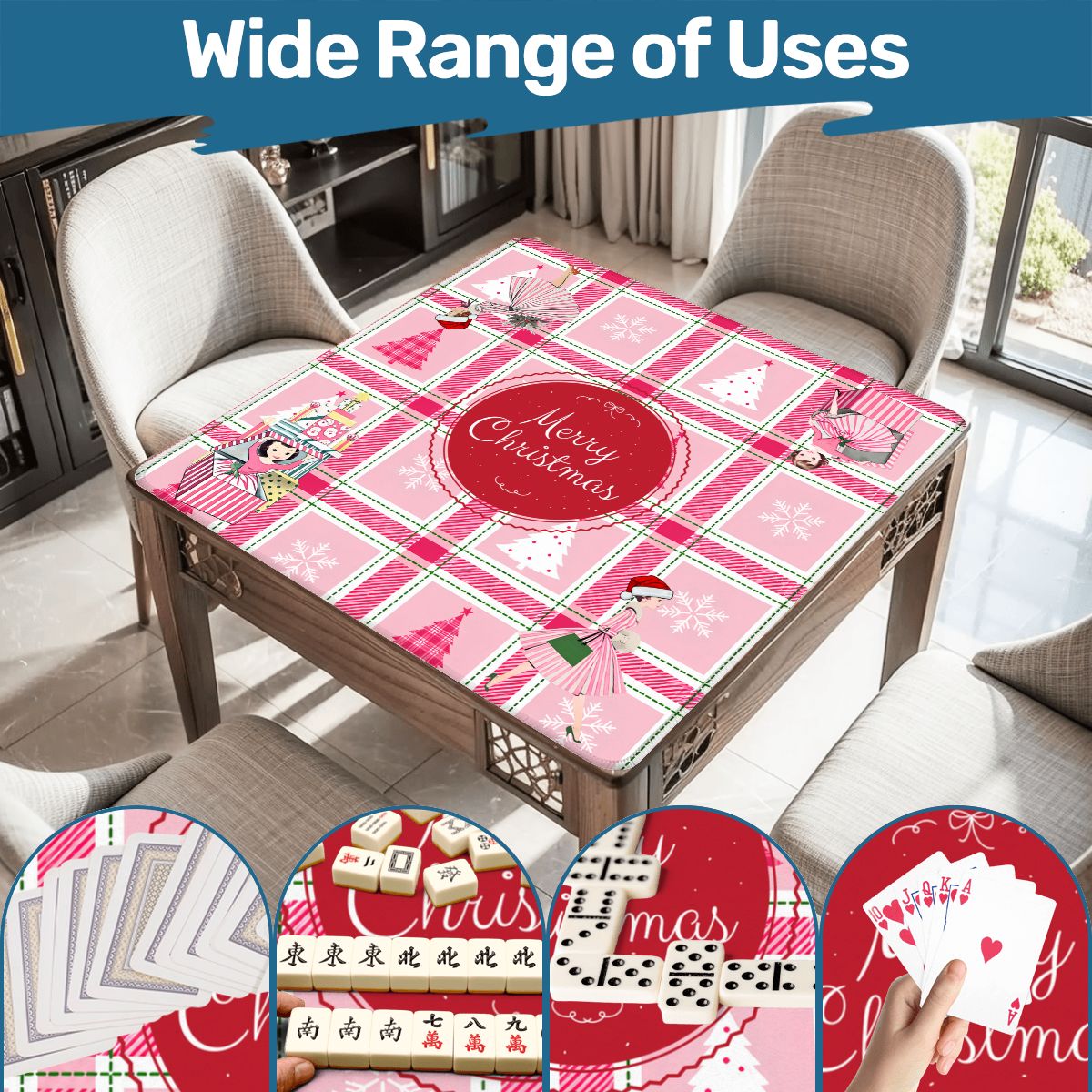 Very Merry Nostalgic Pinkmas Mahjong Mat