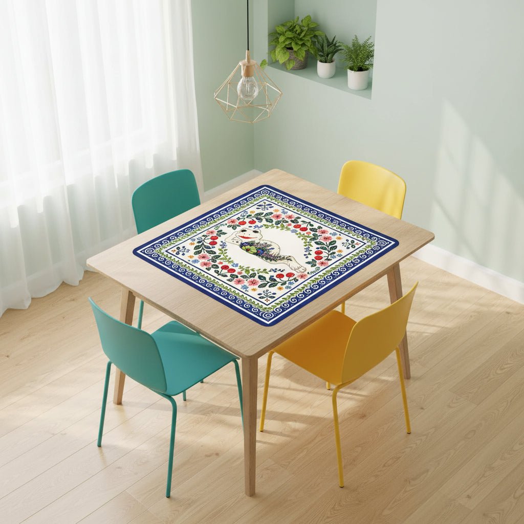 Cherry Toad Polish Pottery Inspired Mahjong Mat