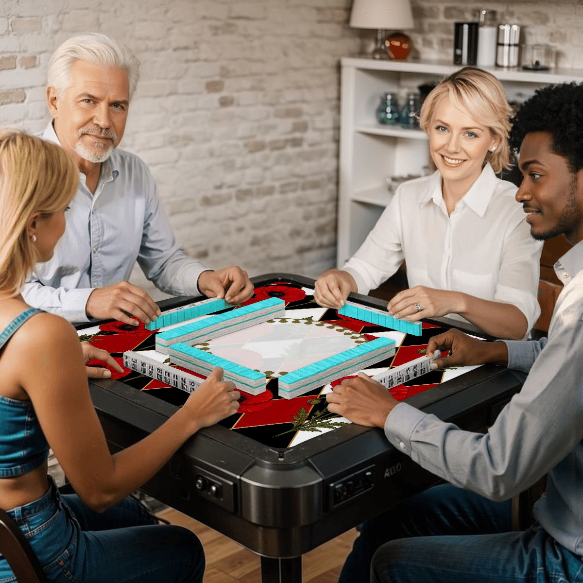 Harlequin Romance Red Poppy Play Mahjong Mat