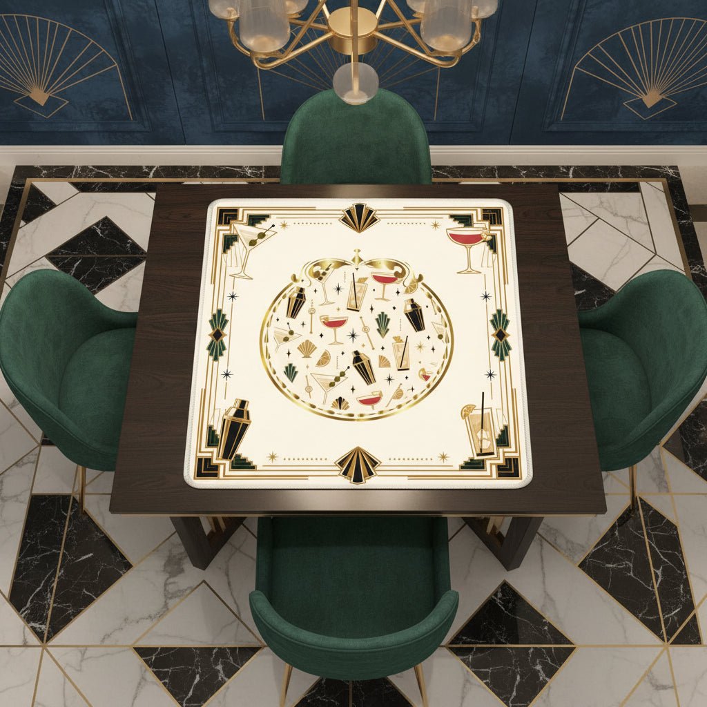 Art Deco Speakeasy Cocktail Mahjong Mat
