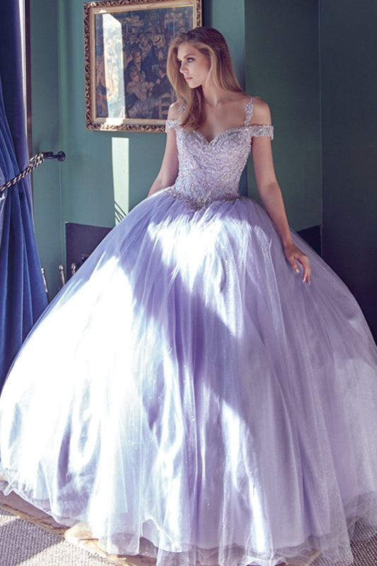 Juliet 1430 Dress Quinceanera Ball Gown Embroidered Applique Glitter Tulle