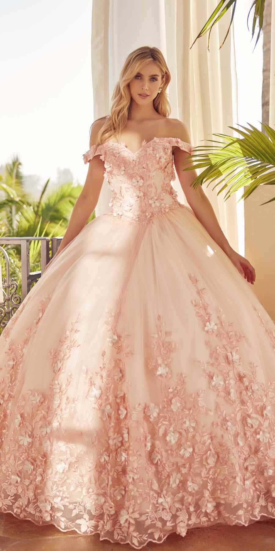 Juliet 1434 Dress Quinceanera Ball Gown 3D Floral Embroidered