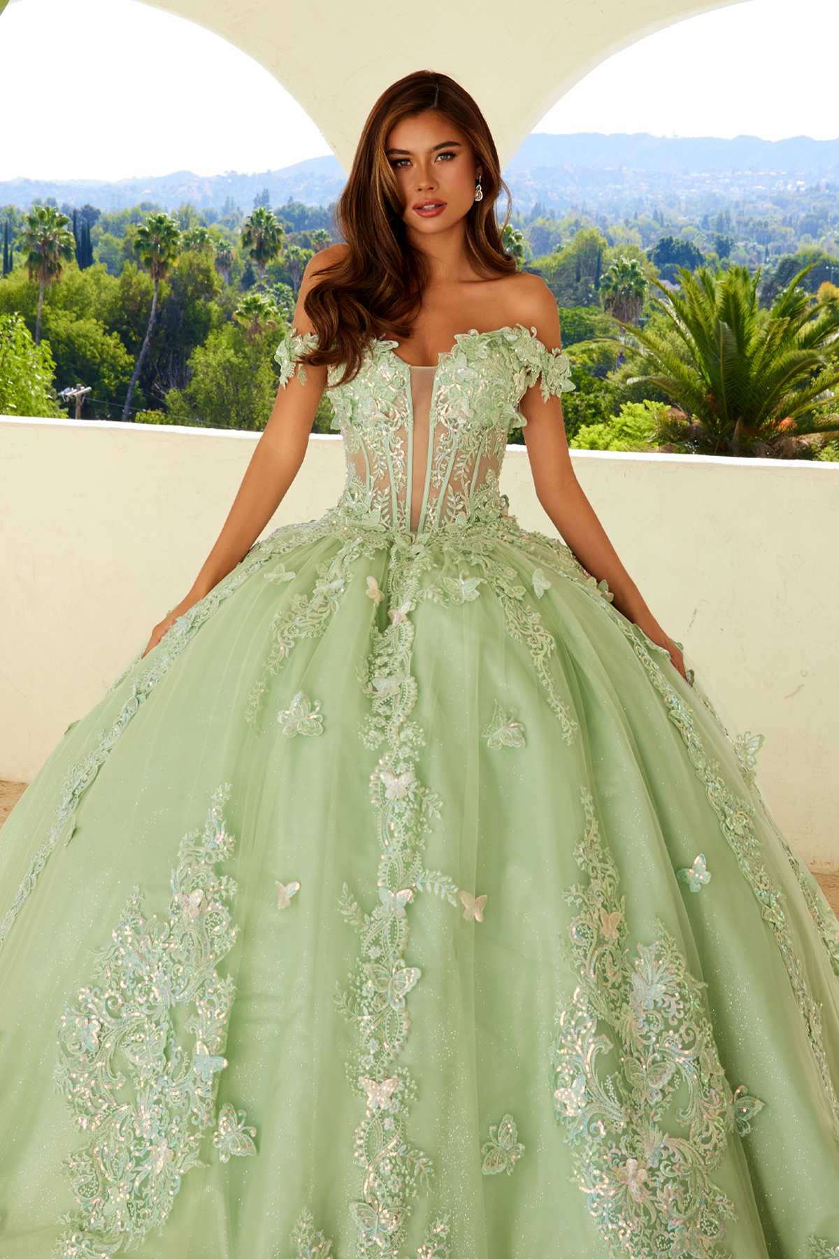 Juliet JT1485J Off the Shoulder Cinderella Quinceanera Ball Gown