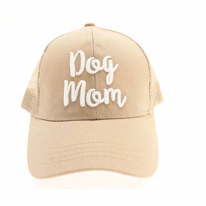 Dog Mom Embroidered Mesh Back High Ponytail CC Ball Cap BT10-DM