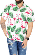 HAPPY BAY Men's Holiday Beach Shirts White,Bird Leaf P00174