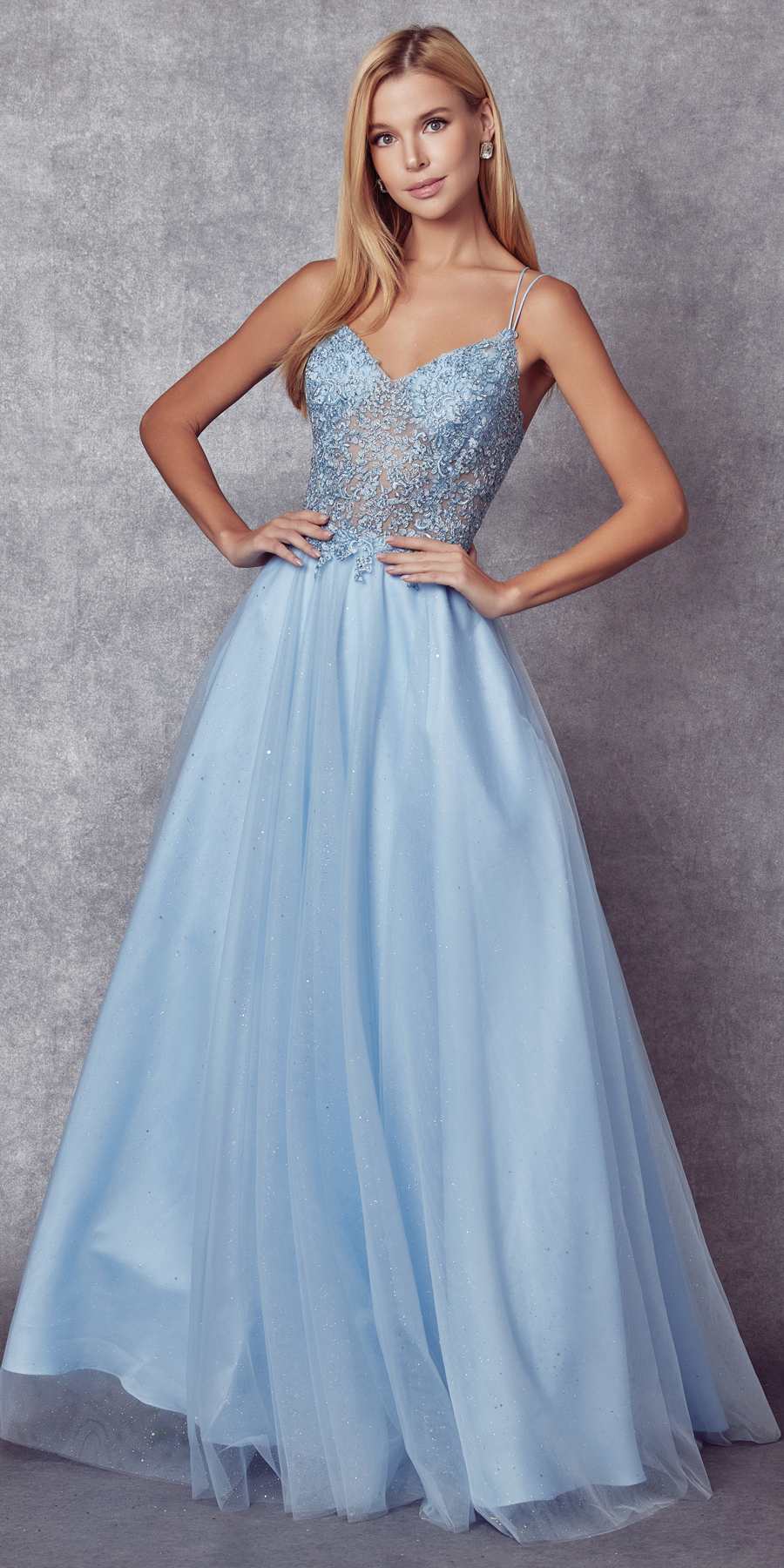 Juliet 268 Embroidered Sparkle Tulle Ball Gown