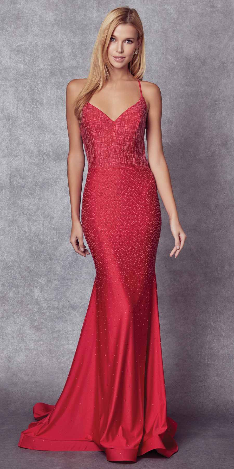 Juliet 276 Stone Accented Long Mermaid Gown
