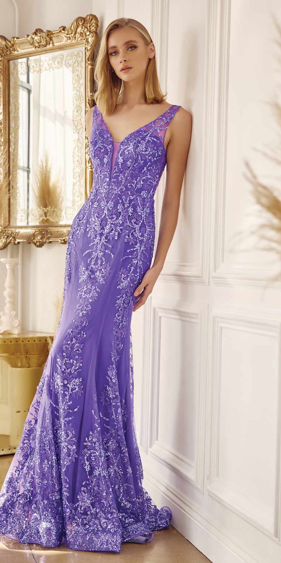 Juliet 277 Fancy Glitter Design Tulle Mermaid Dress