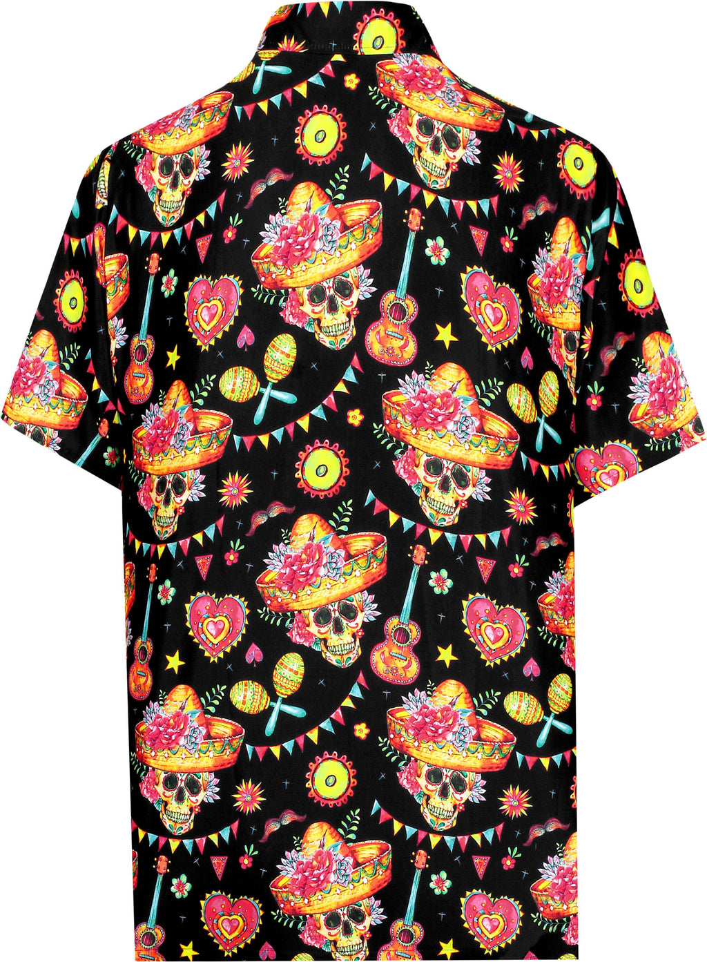 La Leela Halloween Skull Printed Hawaiian Shirt Black P00506