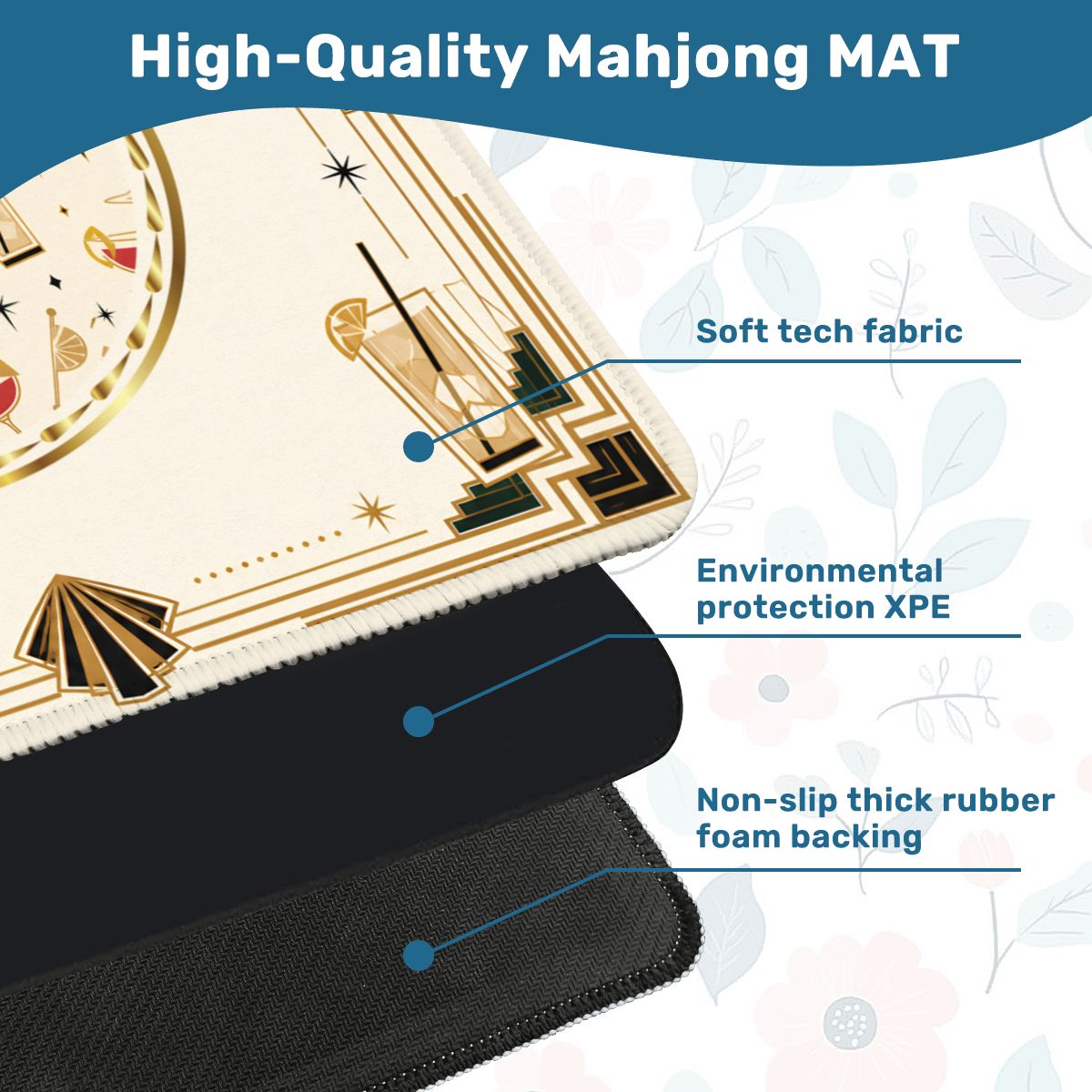 Art Deco Speakeasy Cocktail Mahjong Mat