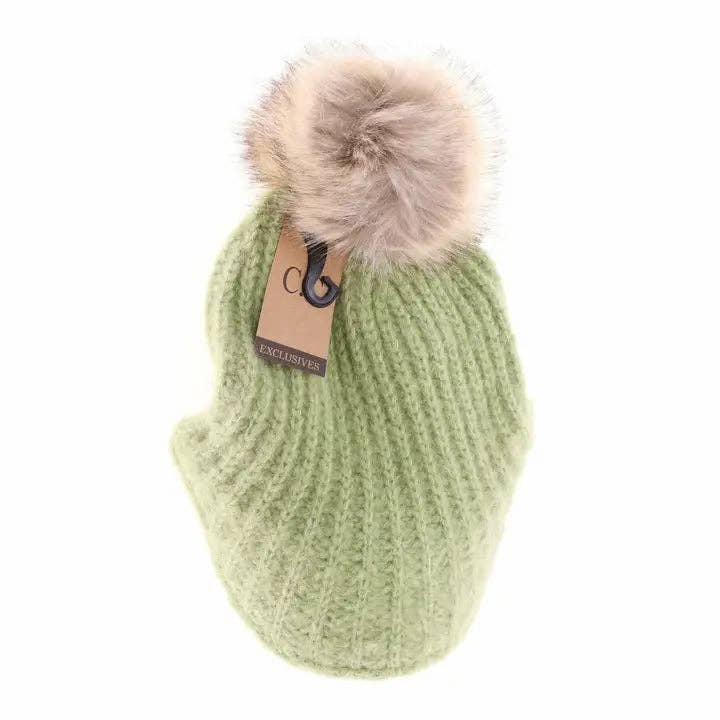 Knitted Brim C.C Beanie with Pom YJ2036
