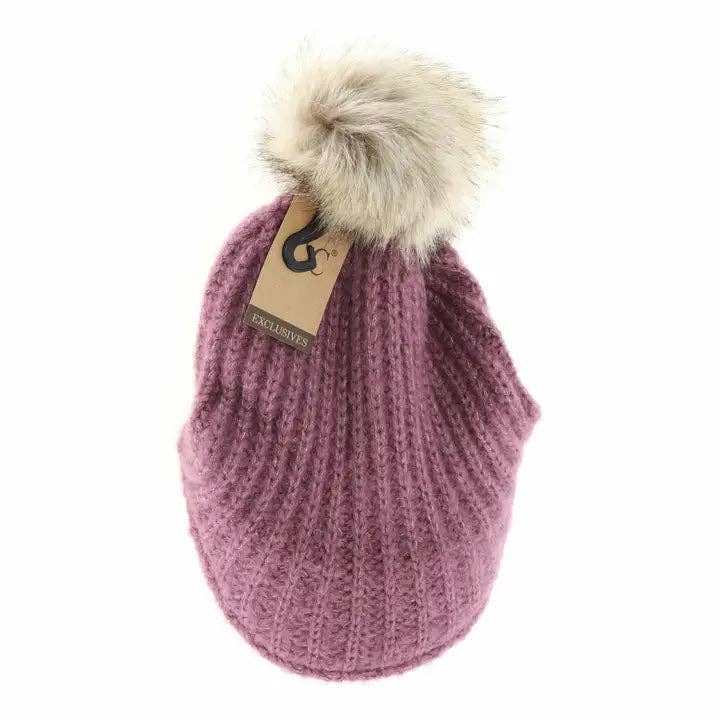 Knitted Brim C.C Beanie with Pom YJ2036