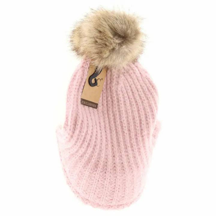 Knitted Brim C.C Beanie with Pom YJ2036