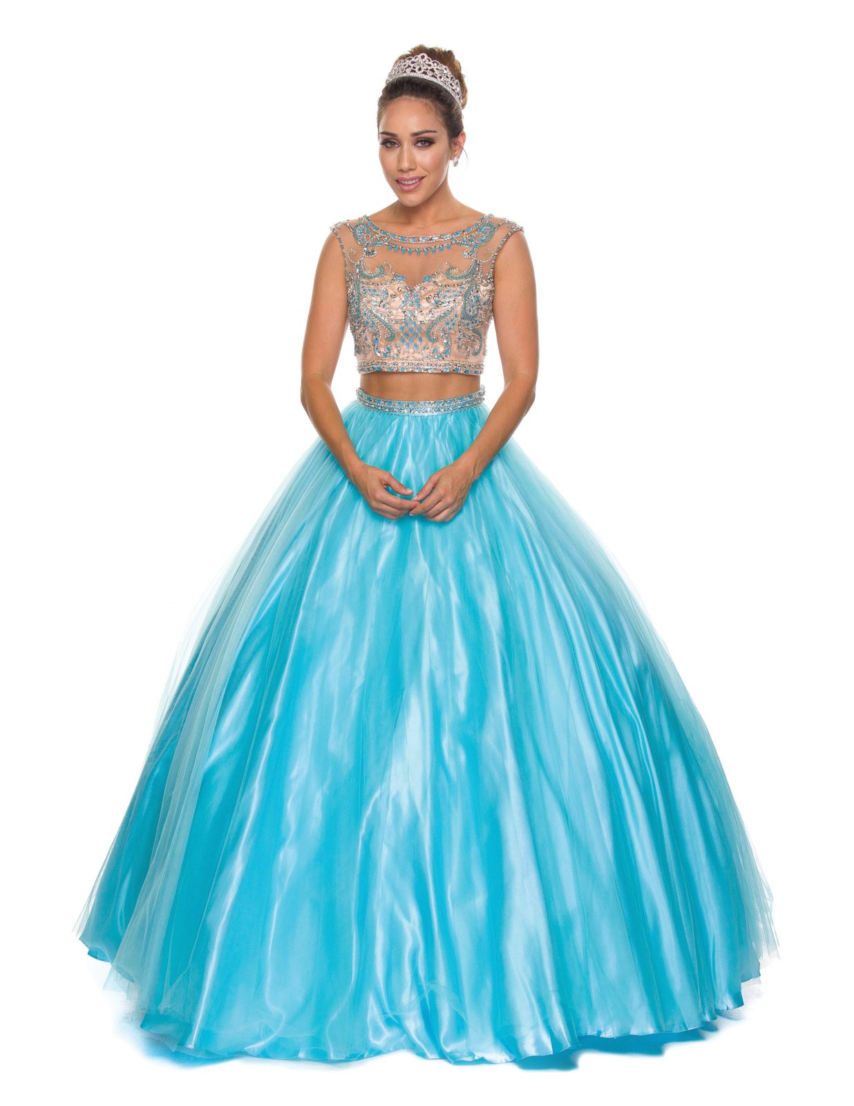Juliet 338 Quinceanera Dress 2-Piece Bateau Neckline Cap Sleeve