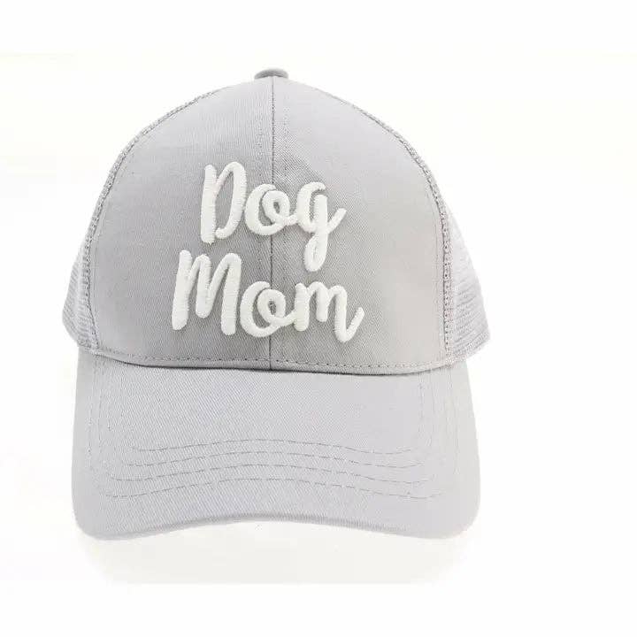 Dog Mom Embroidered Mesh Back High Ponytail CC Ball Cap BT10-DM