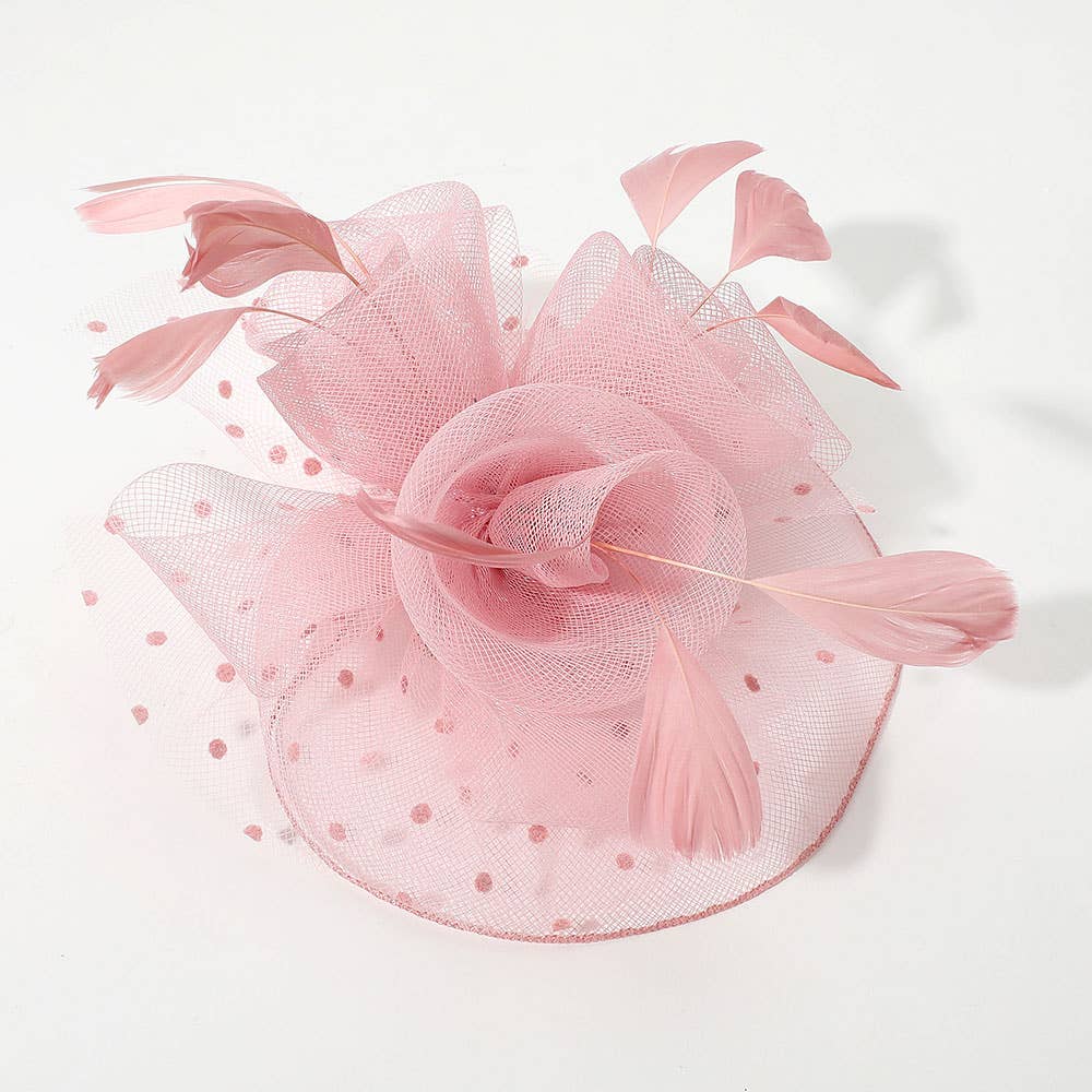 Feather Mesh Flower Fascinator / Headband