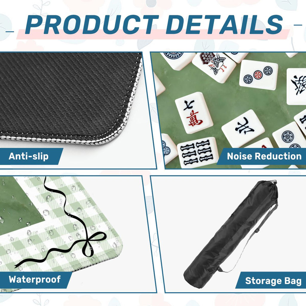 Jade Ite  Green Nostalgic Gingham Mahjong Mat