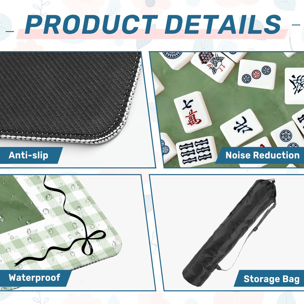Jade Ite  Green Nostalgic Gingham Mahjong Mat