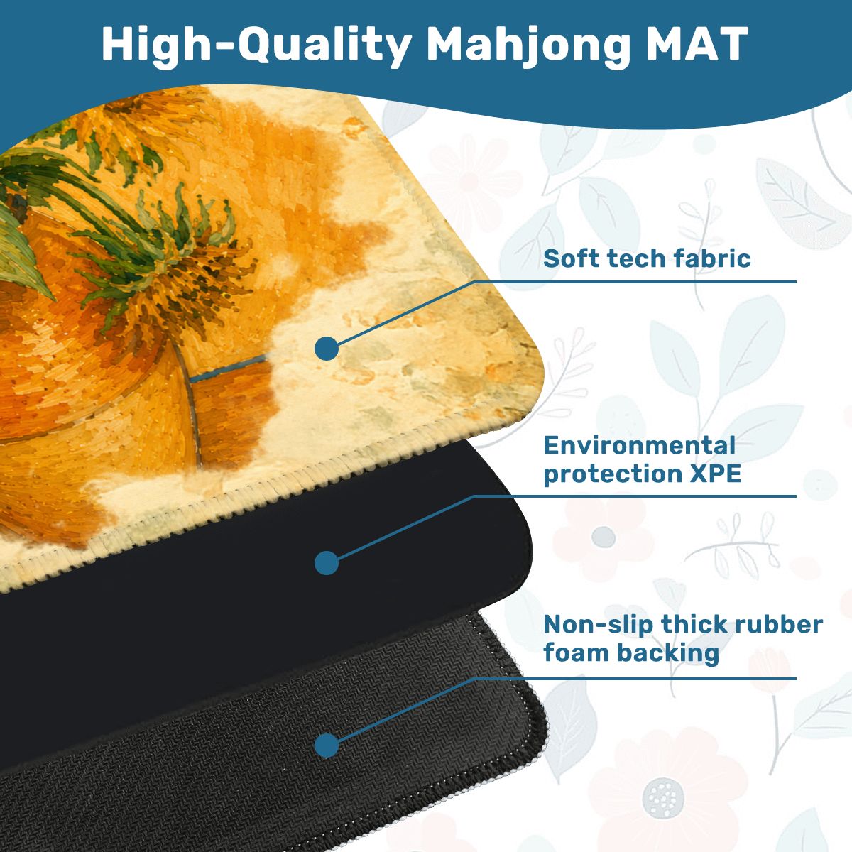 The Mahj Gogh Watercolor Sunflower Mahjong Mat