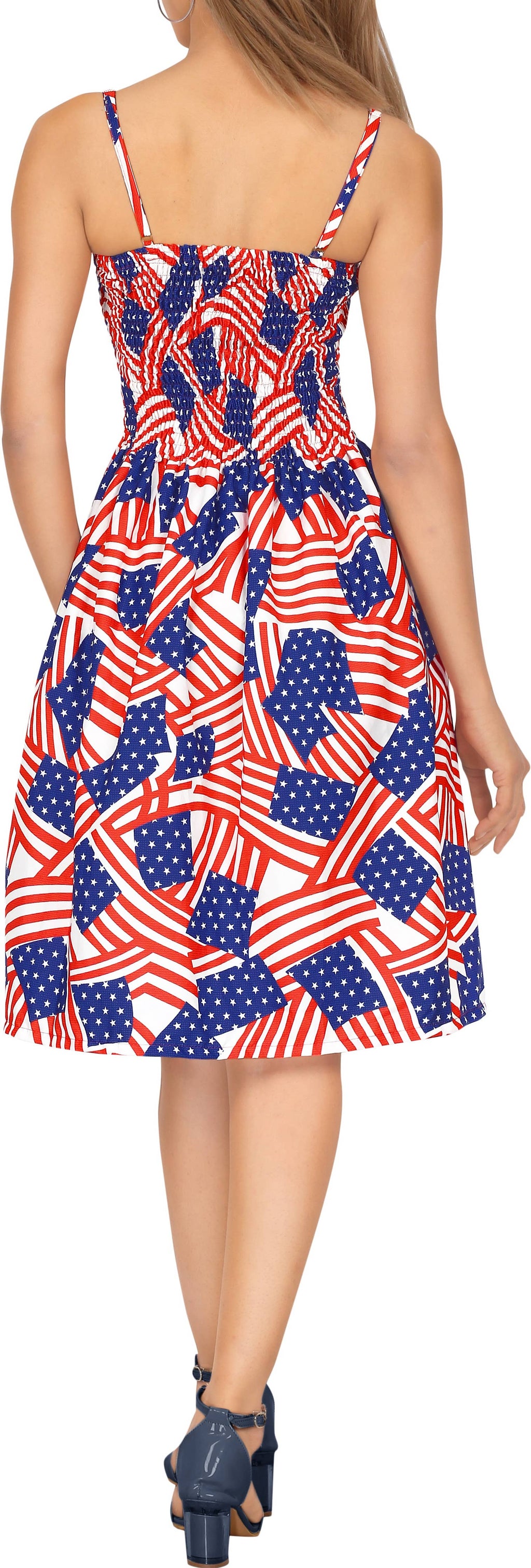 LA LEELA Women US Flag Evening Dress 4th July P00795