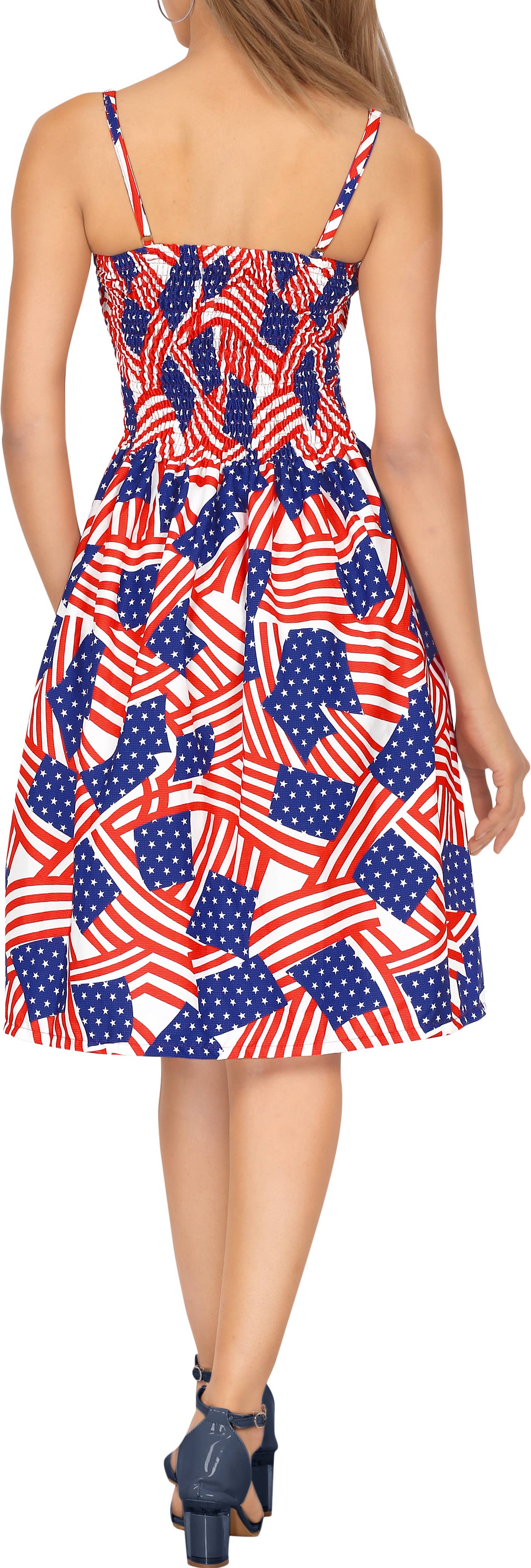 LA LEELA Women US Flag Evening Dress 4th July P00795