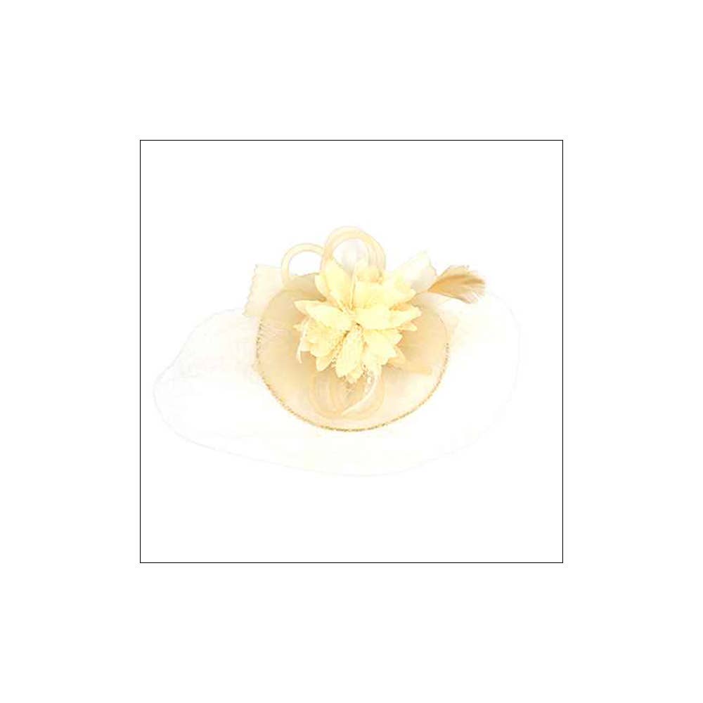 Bow Flower Feather Mesh Fascinator / Headband