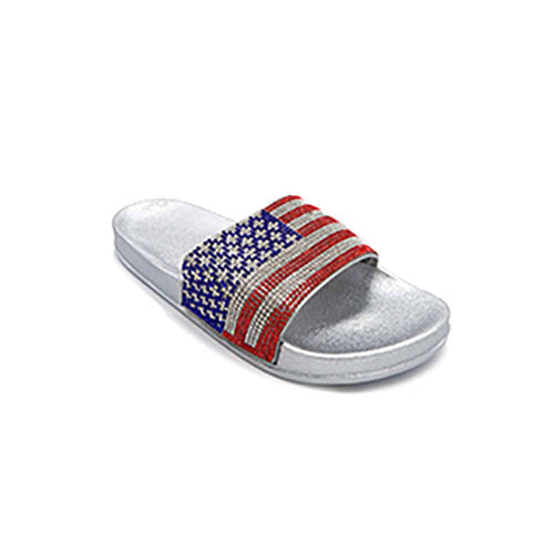 Bling American USA Flag Slide Sandal Slippers