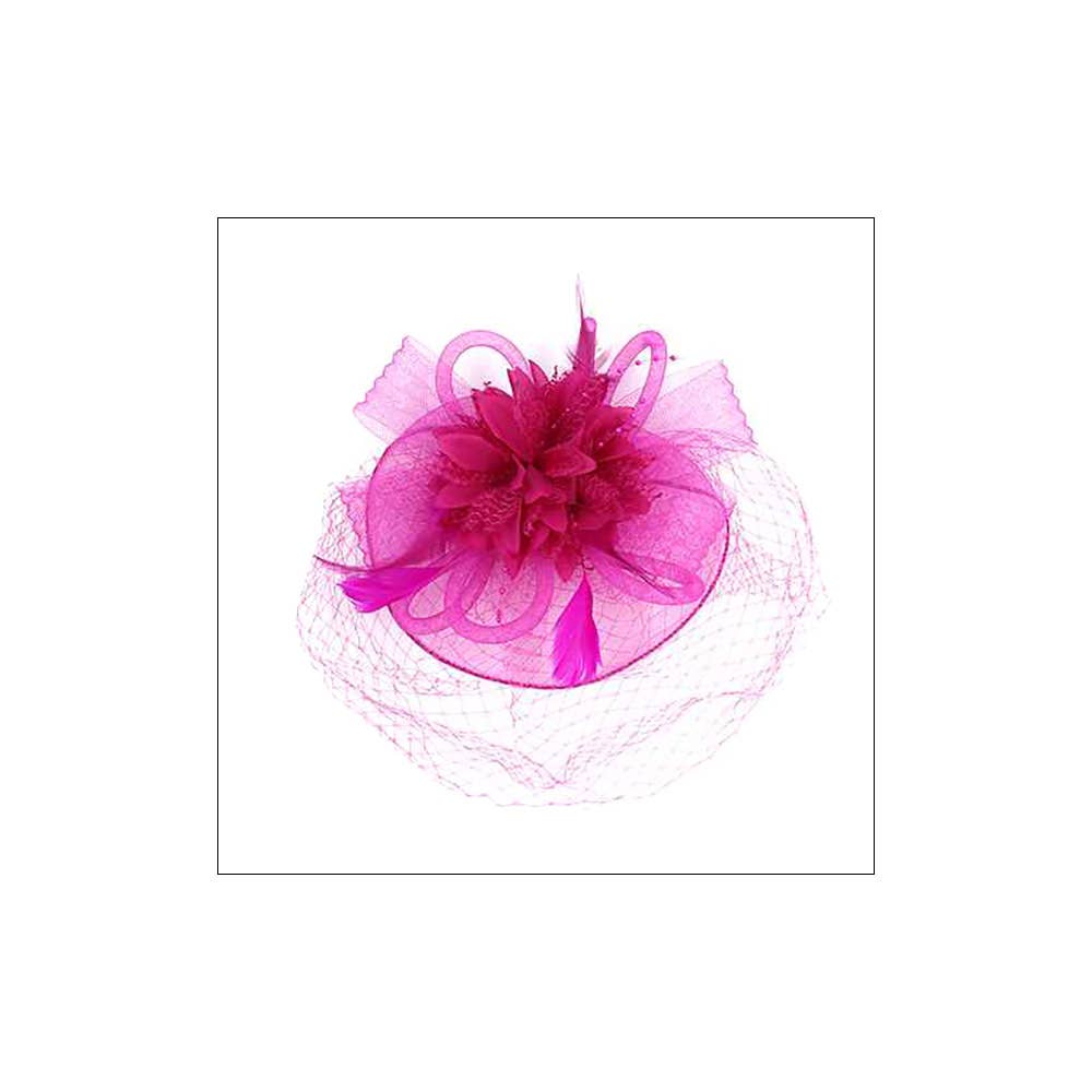 Bow Flower Feather Mesh Fascinator / Headband