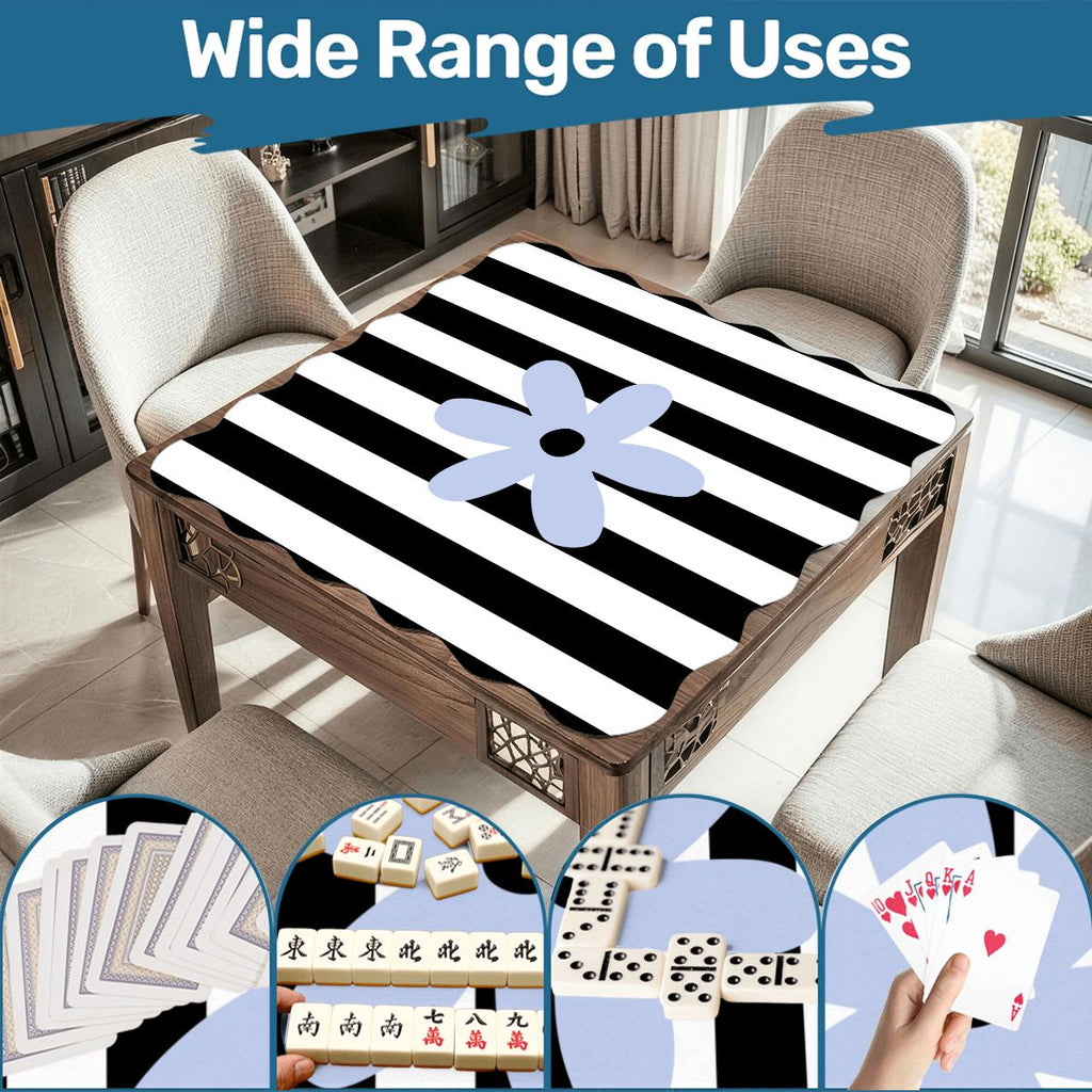 The Daisy Mae Black And White Striped Preppy Scalloped Mahjong Mat