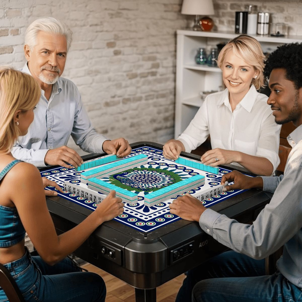 Porcelain Peacock Eye Pottery Inspired Mahjong Mat