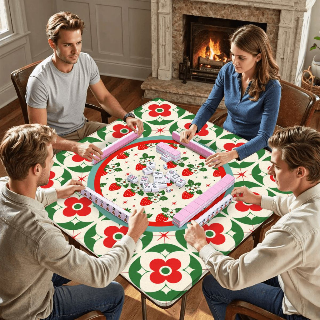 The Bloom-a-Rama Red And Green Mahjong Mat