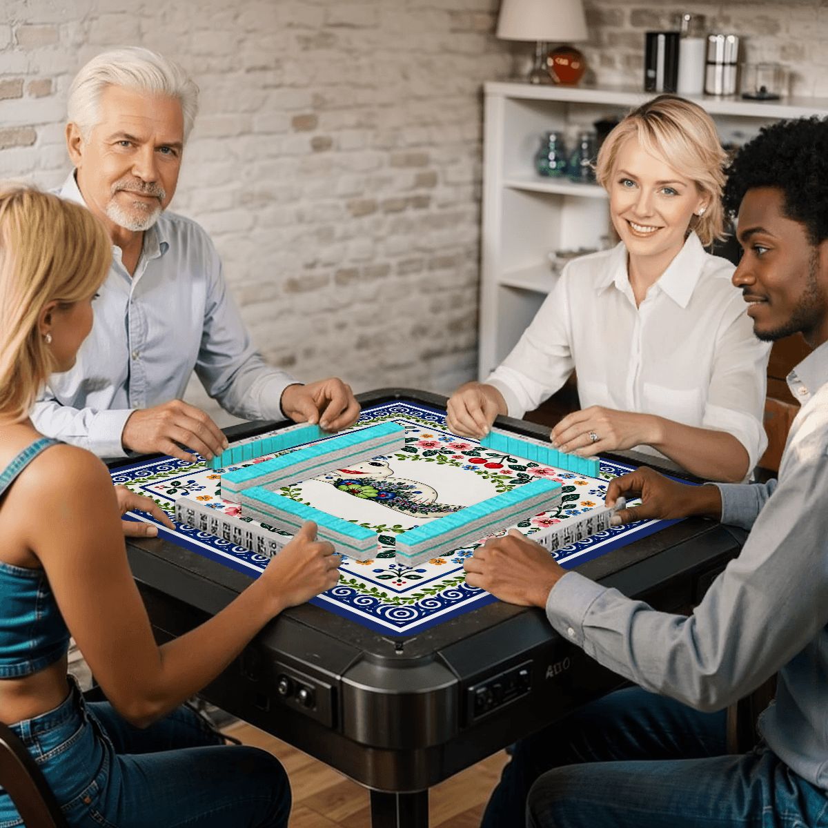 Cherry Toad Polish Pottery Inspired Mahjong Mat