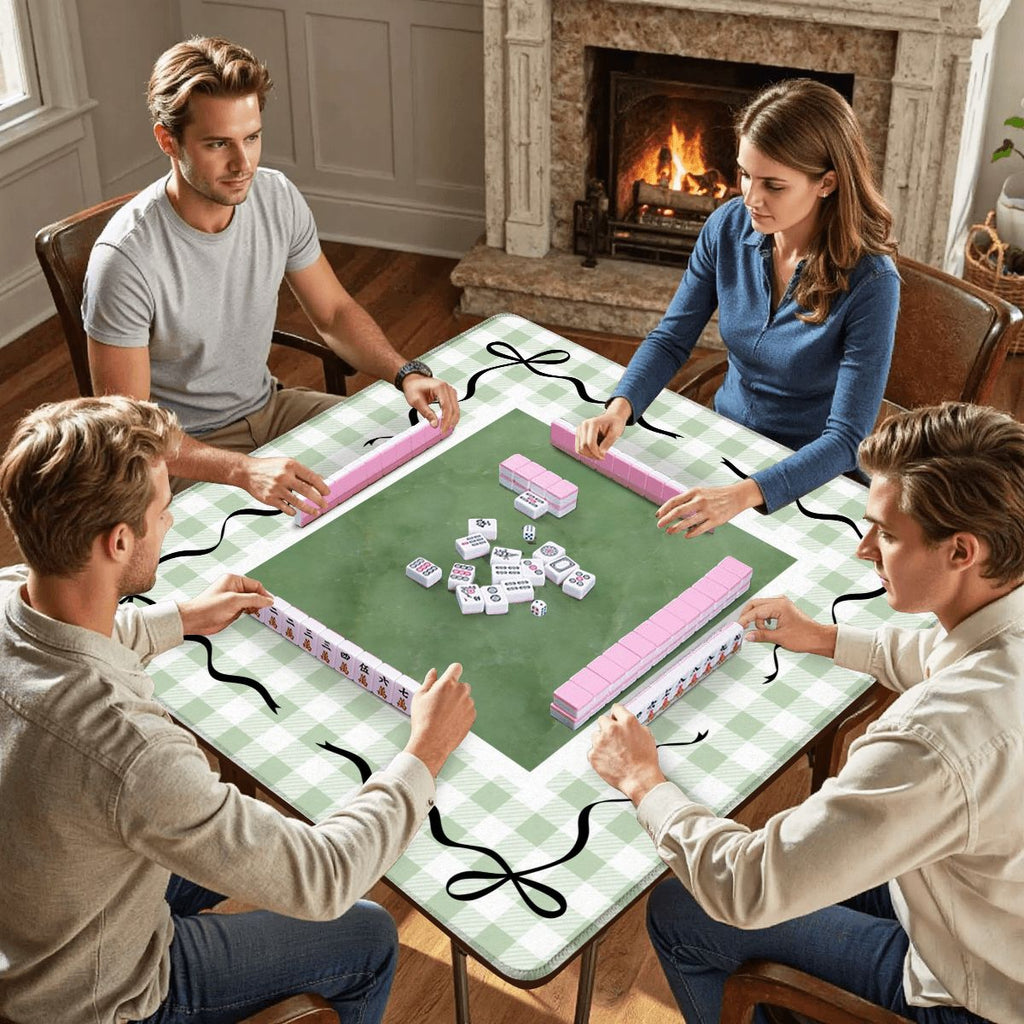 Jade Ite  Green Nostalgic Gingham Mahjong Mat