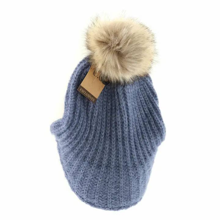 Knitted Brim C.C Beanie with Pom YJ2036
