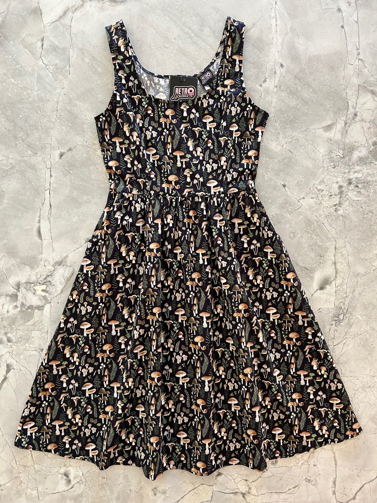 Mushrooms Fit & Flare Dress - XS only, 1 left!