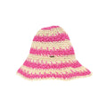 Broad Striped Paper Straw Hand Crochet C.C Bucket Hat ST4245