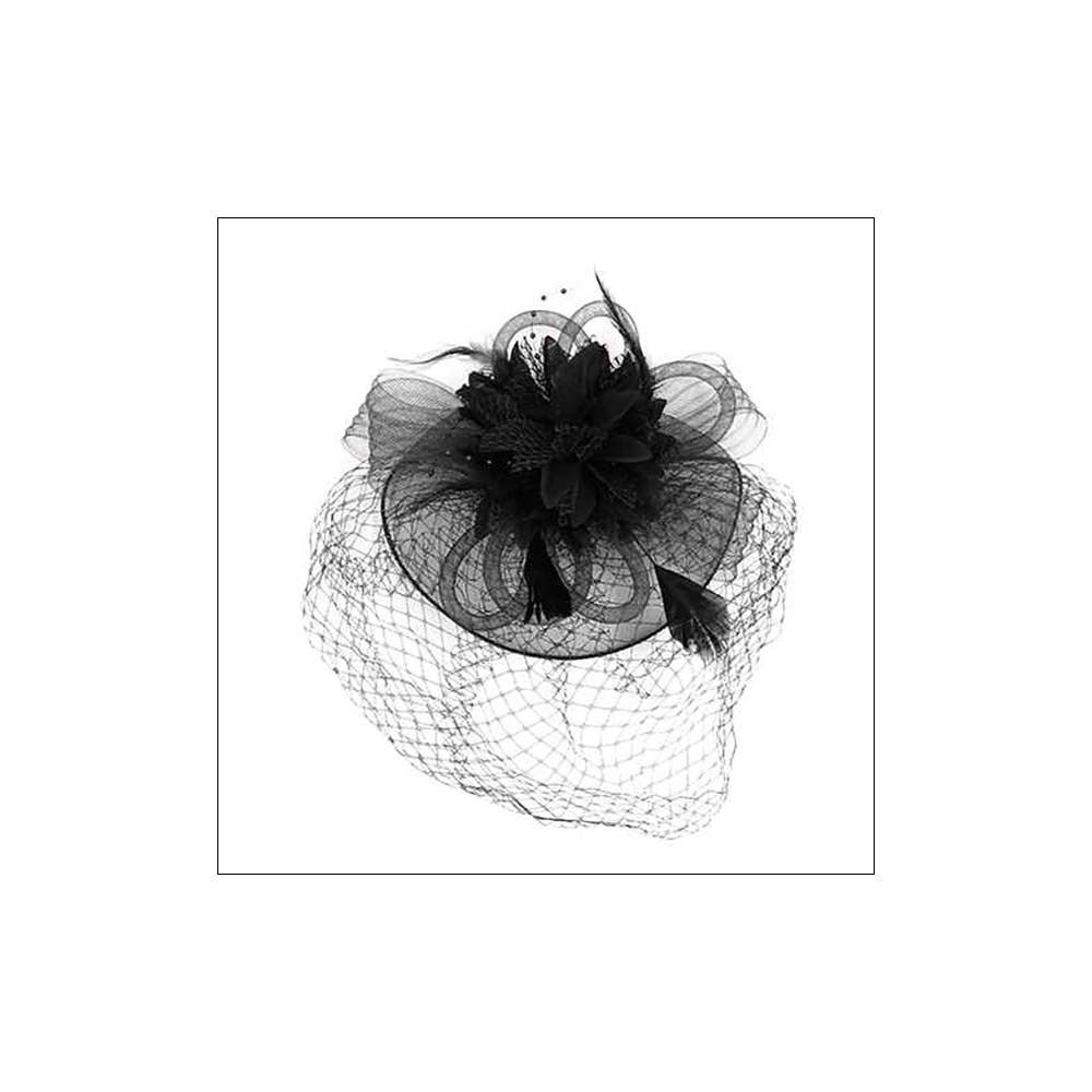 Bow Flower Feather Mesh Fascinator / Headband