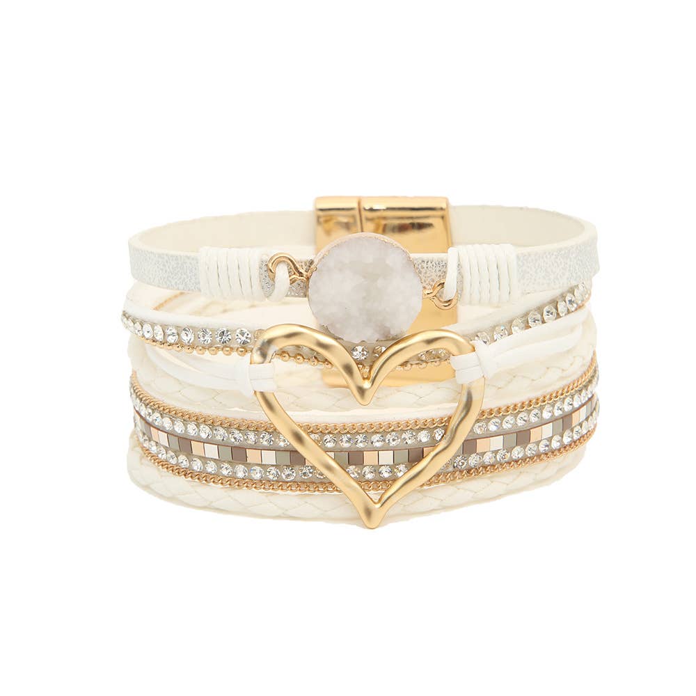 Bohemian Heart Buckle Bracelet | Rhinestone Magnetic