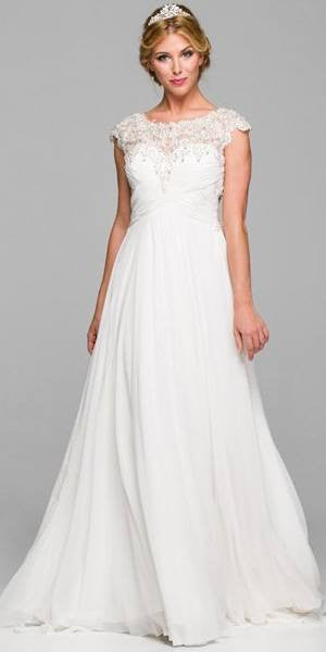 Juliet 585 A-Line Gown Cap Sleeve Empire Waist Full Length