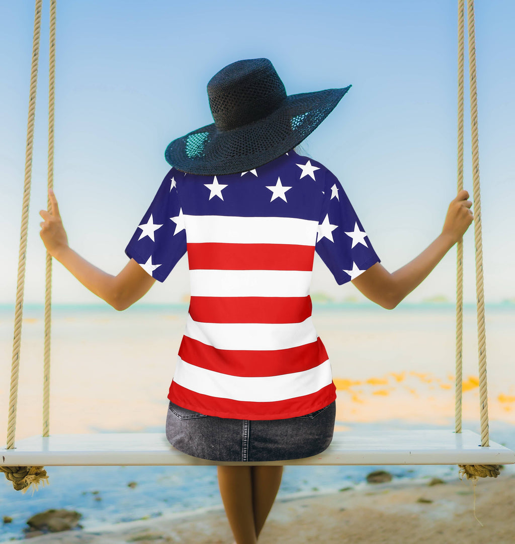 Women's Patriotic 4th of July American Flag Shirts P00593