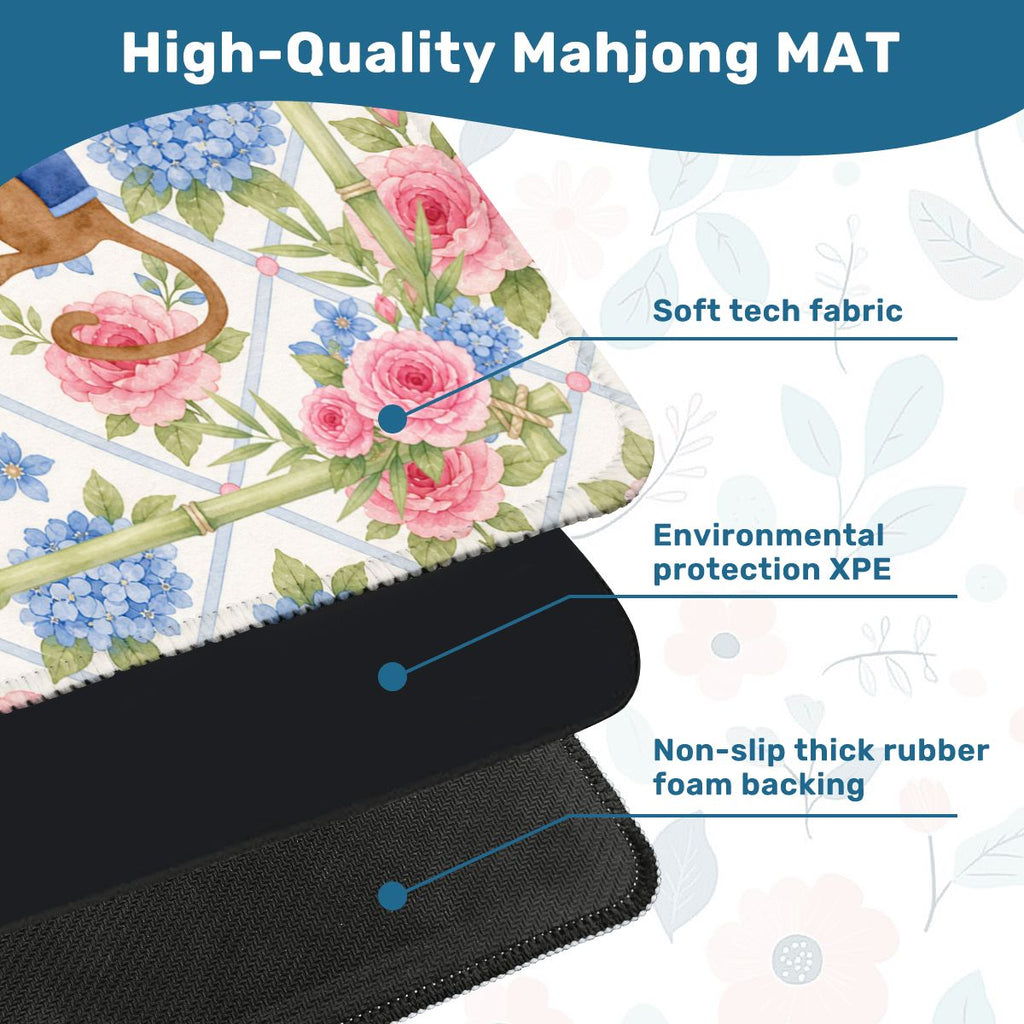 Mahjong Monkey Floral Infusion Hydrangeas Blue And Pink Mahjong Mat