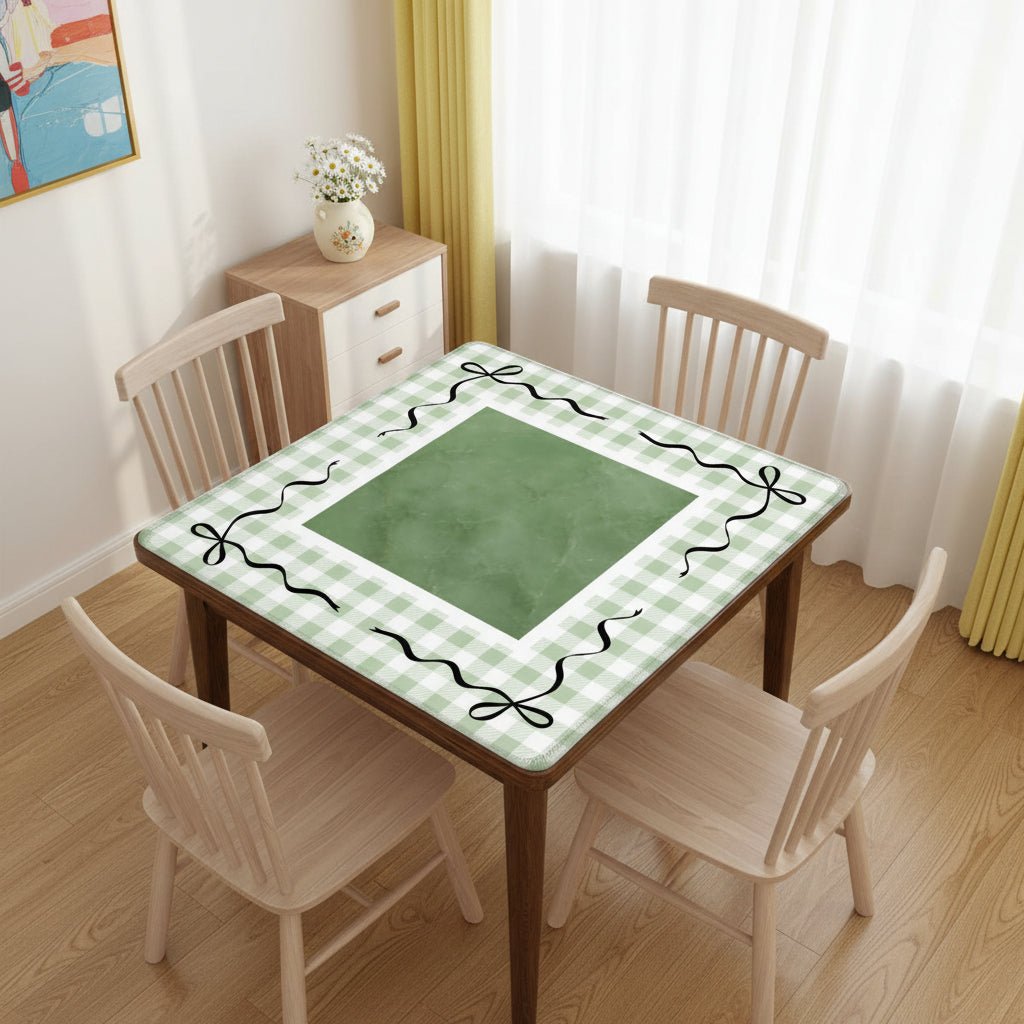 Jade Ite  Green Nostalgic Gingham Mahjong Mat