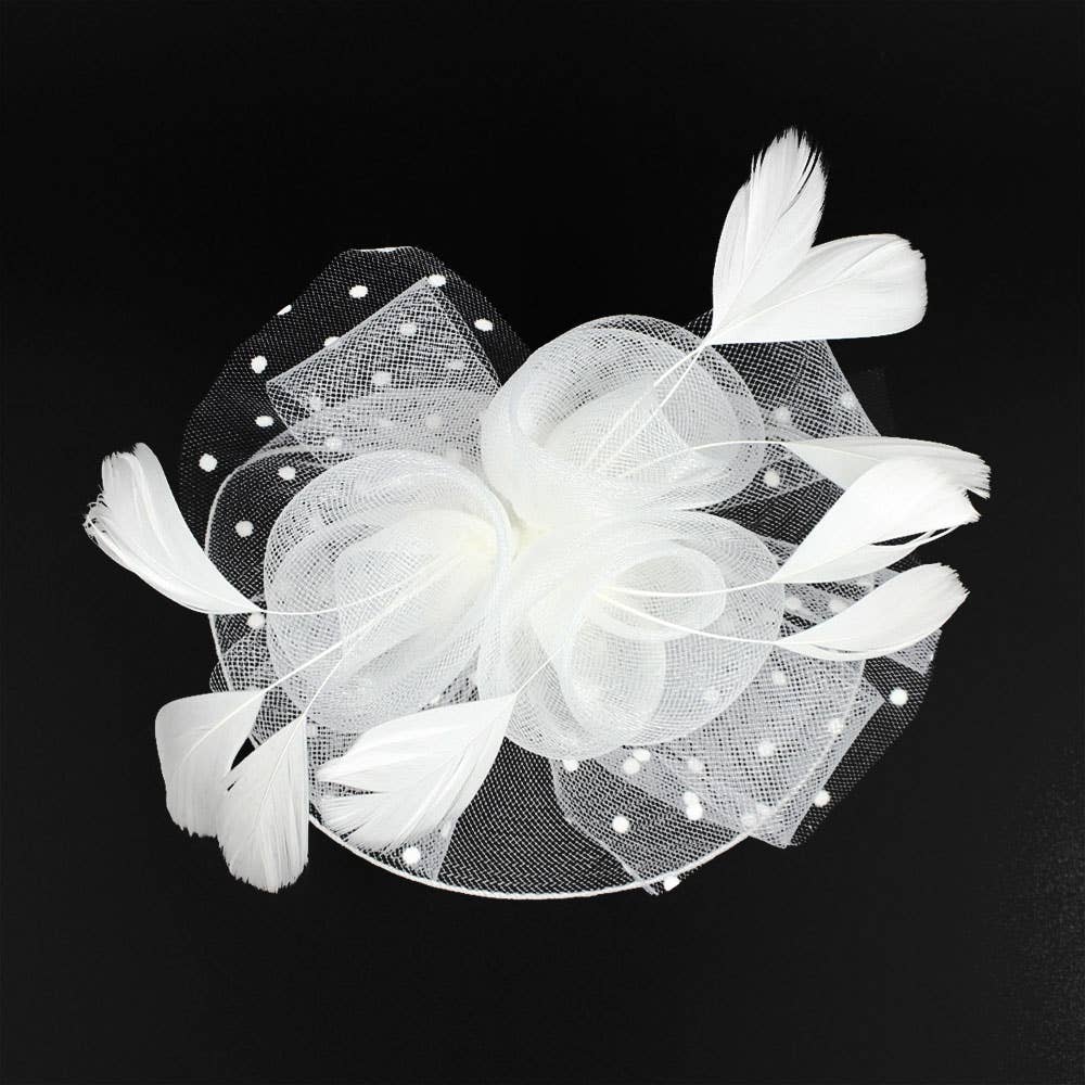 Feather Mesh Flower Fascinator / Headband
