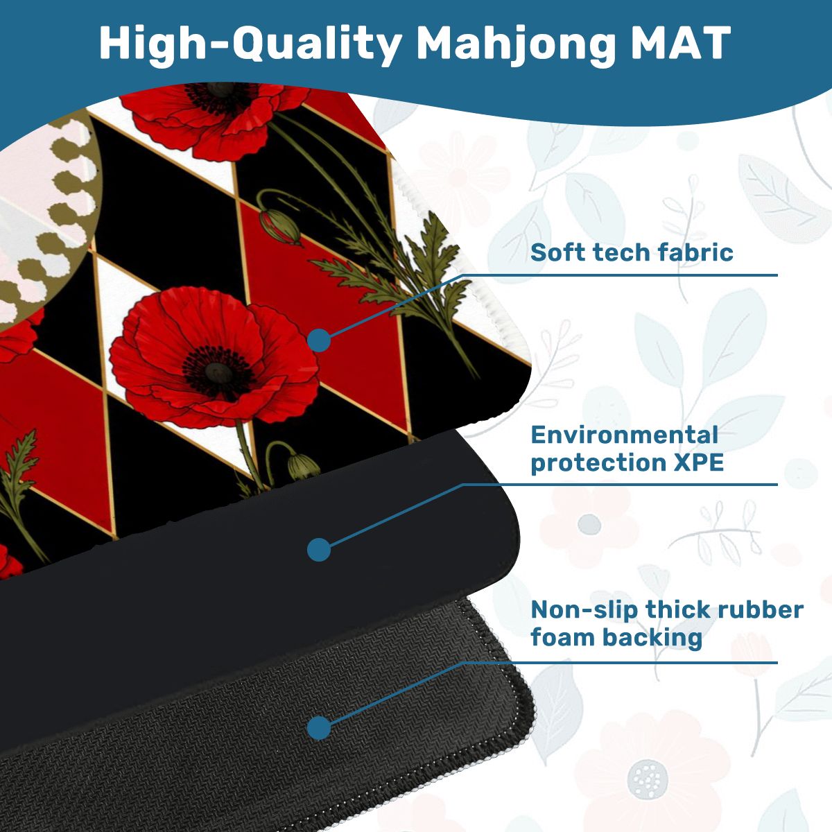 Harlequin Romance Red Poppy Play Mahjong Mat