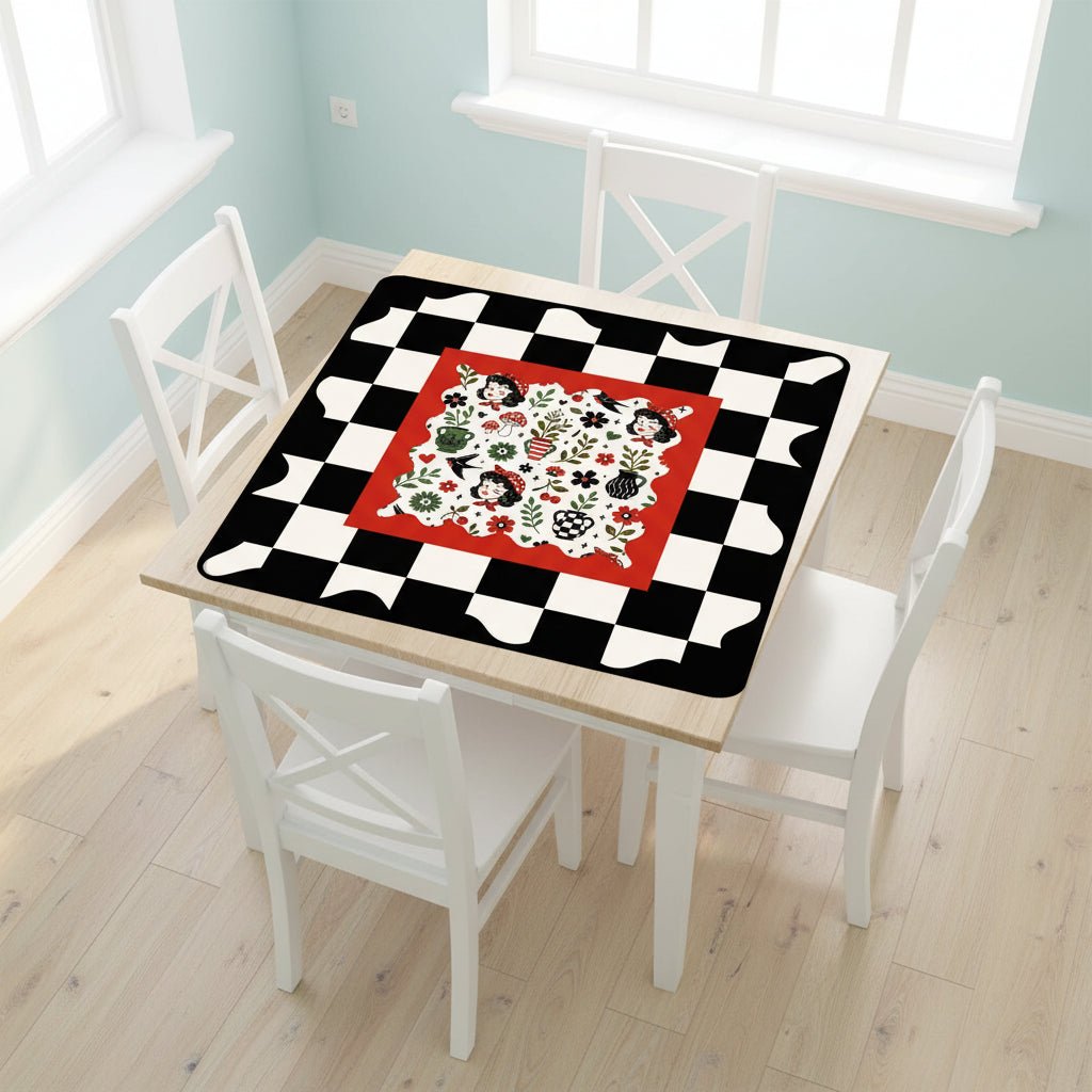 Mackenzies Garden Black Green Red Mahjong Mat