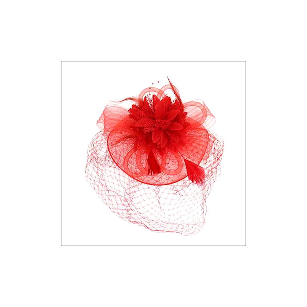 Bow Flower Feather Mesh Fascinator / Headband