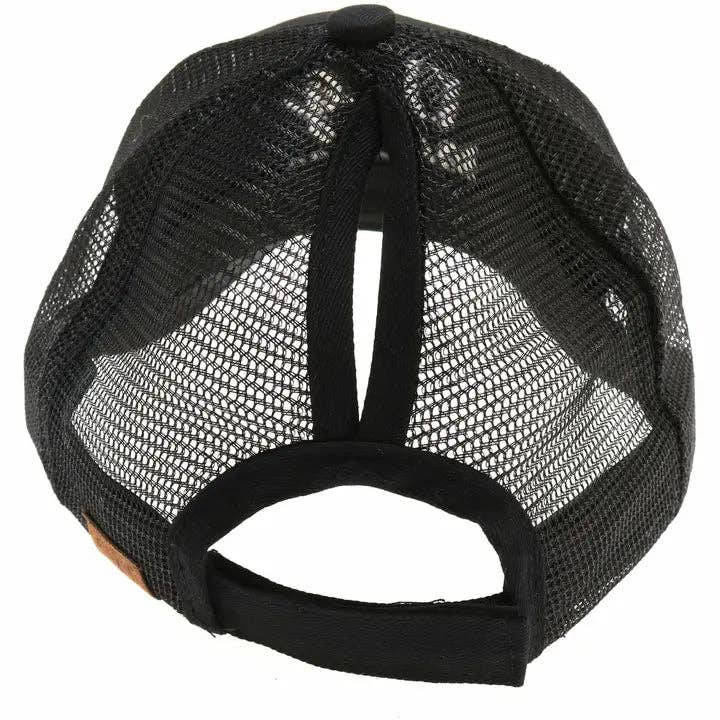 Dog Mom Embroidered Mesh Back High Ponytail CC Ball Cap BT10-DM