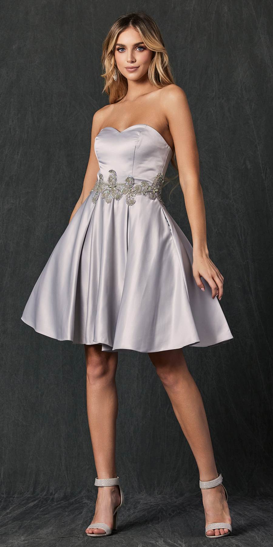 Juliet 769 Embellished Waist Short Dress Strapless