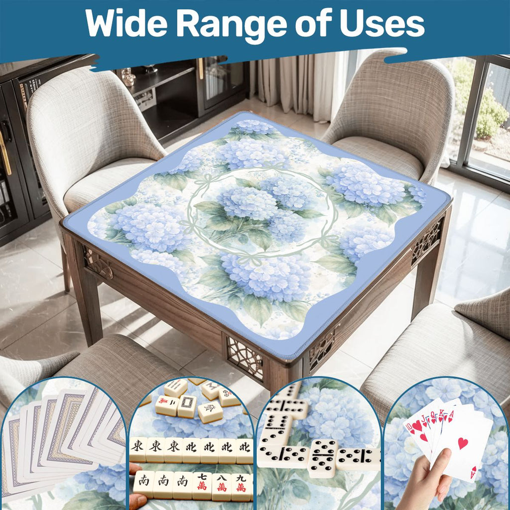 Baby Blue Floral Hydrangea Mahjong Mat 33"x33"